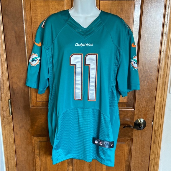 Vintage Nike NFL #11 Mike Wallace Miami Dolphins Jersey On the Field Size 48 - Picture 1 of 11